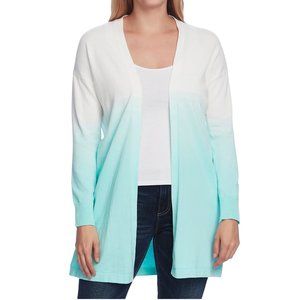 Vince Camuto White & Aqua Ombre Cardigan